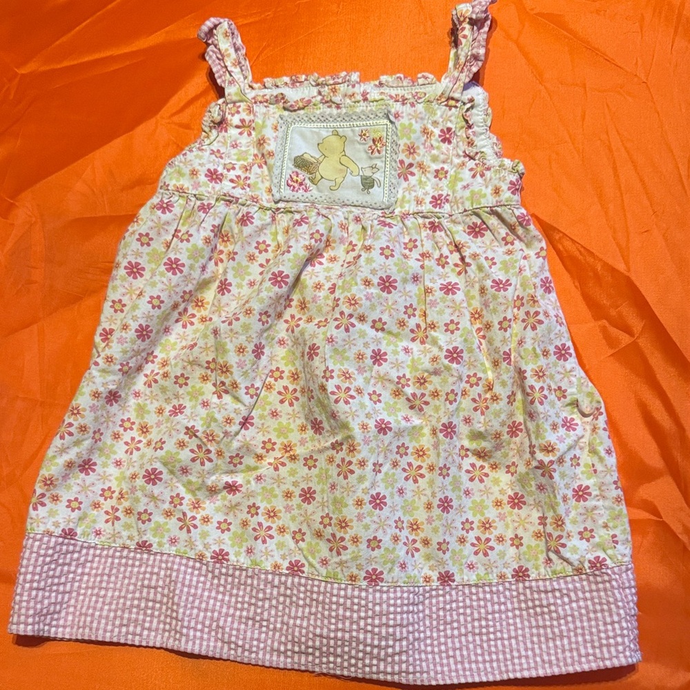 Classic Winnie The Pooh Floral Baby Dress Vintage- 2T